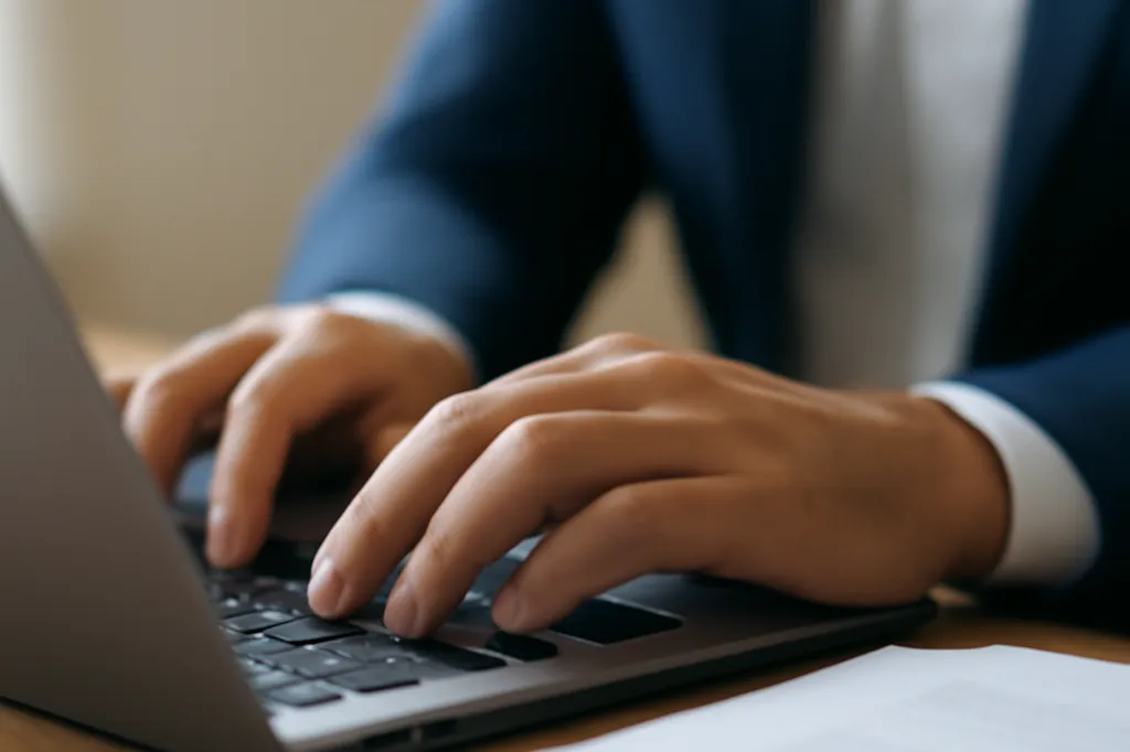 Analyste en conformité examinant des documents contractuels en russe dans un bureau