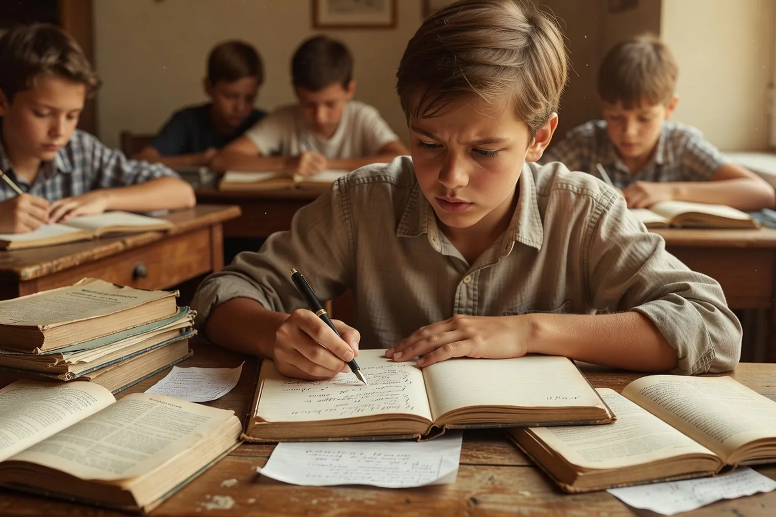 Manuels de russe et annales du bac sur un bureau d adolescent