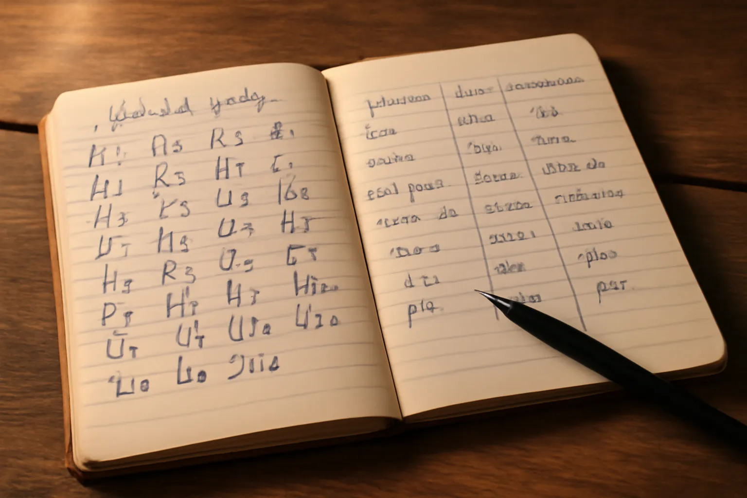 Tableau manuscrit style cahier franco-russe comparant les options d'apprentissage