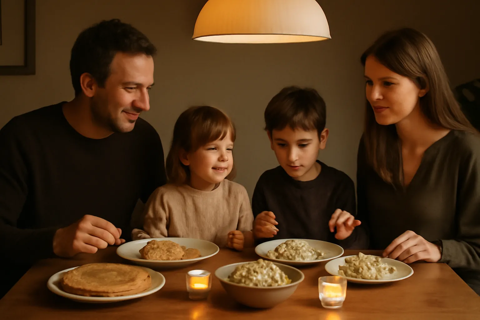Famille mixte franco-russe a la table du diner