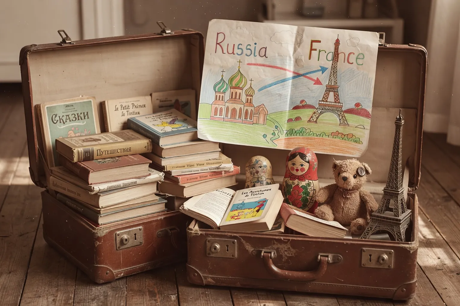 Enfant lisant un livre en russe près d'une fenetre